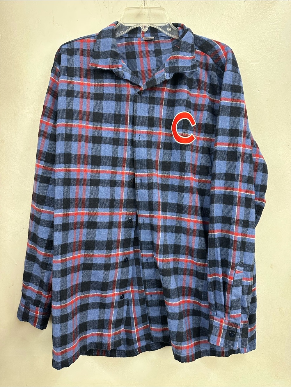Chicago cubs men’s blue red flannel team shirt size xl adult men’s baseball